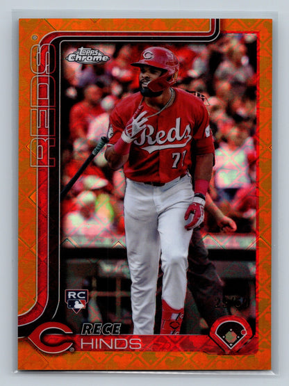 Rece Hinds 2025 Topps Chrome Logofractor Gold Refractor RC /50 #253 Reds