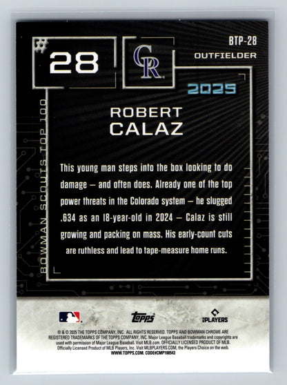 Robert Calaz 2025 Bowman Scouts Top 100 Mini Diamond Refractor /150 #BTP-28