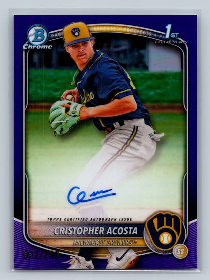 Cristopher Acosta 2025 Bowman Chrome 1st Purple Refractor Auto /250 #CPA-CAC