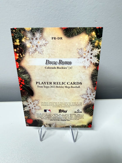 Drew Romo 2025 Topps Holiday Player Relic RC #PR-DR Rockies