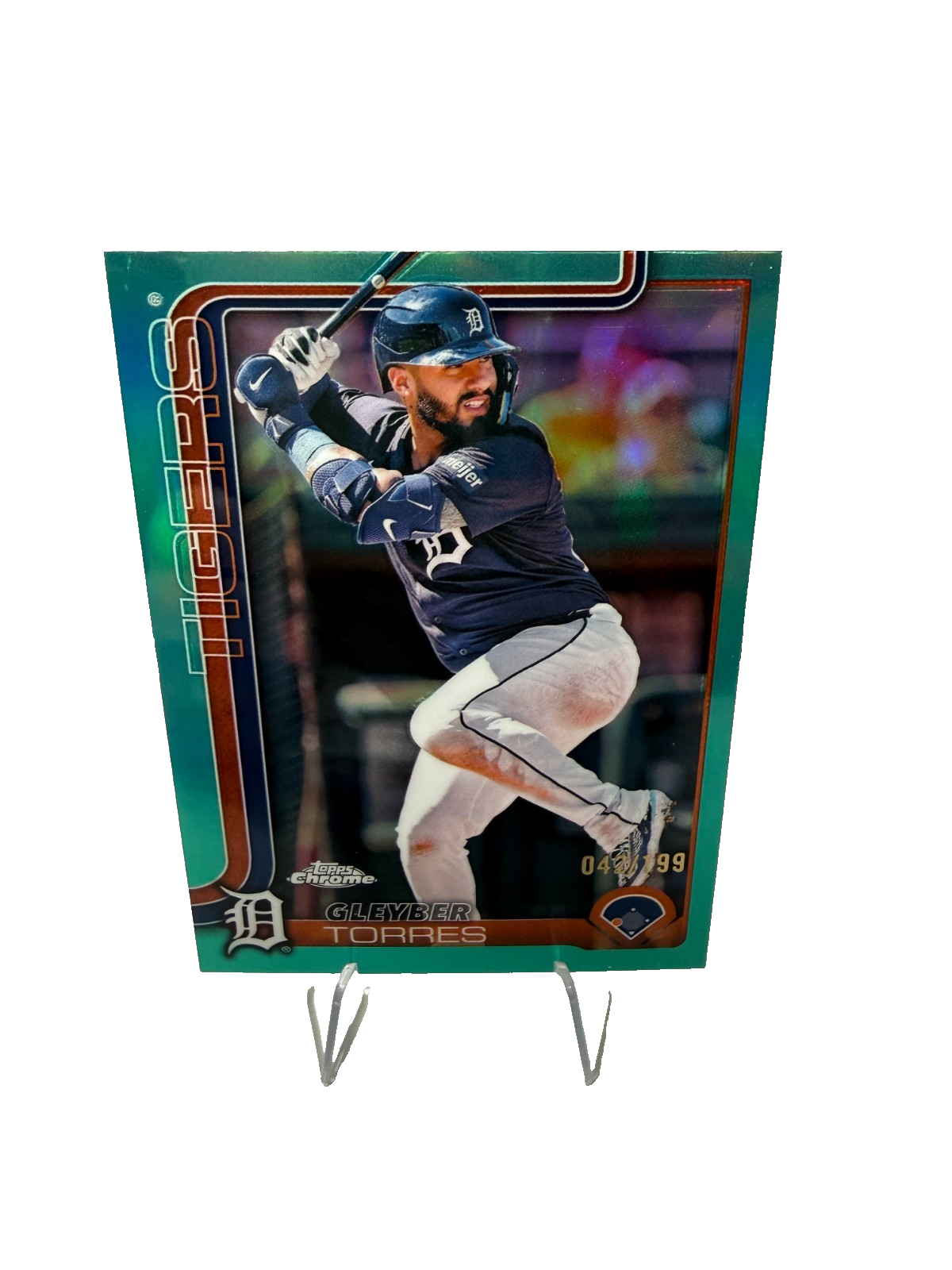 Gleyber Torres 2025 Topps Chrome Aqua Refractor /199 #190 Tigers
