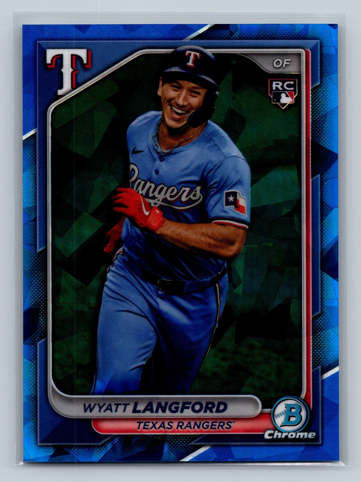 Wyatt Langford 2024 Bowman Chrome Sapphire Image Variation RC #71 Rangers