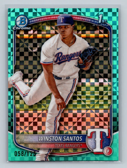 Winston Santos 2025 Bowman Chrome 1st Aqua X-Fractor /125 #BCP-121 Rangers