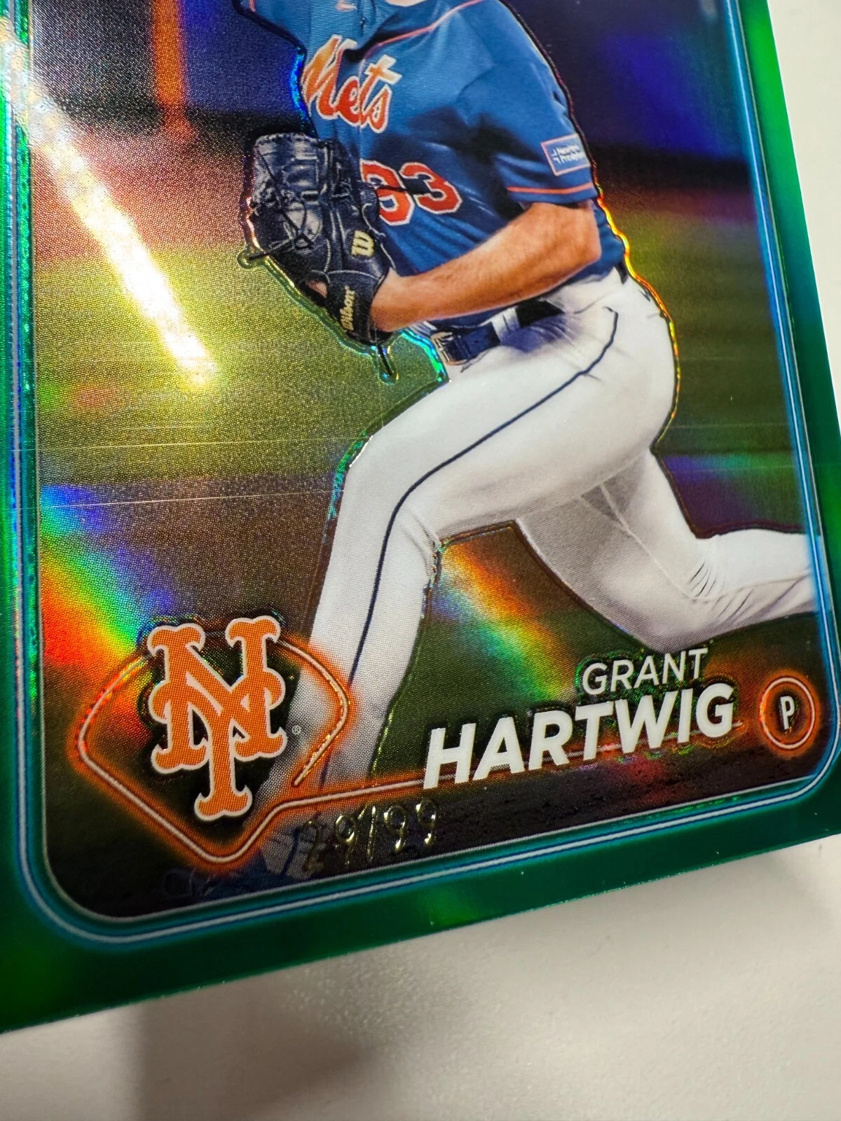 Grant Hartwig 2024 Topps Chrome Green Refractor RC /99 #45 Mets