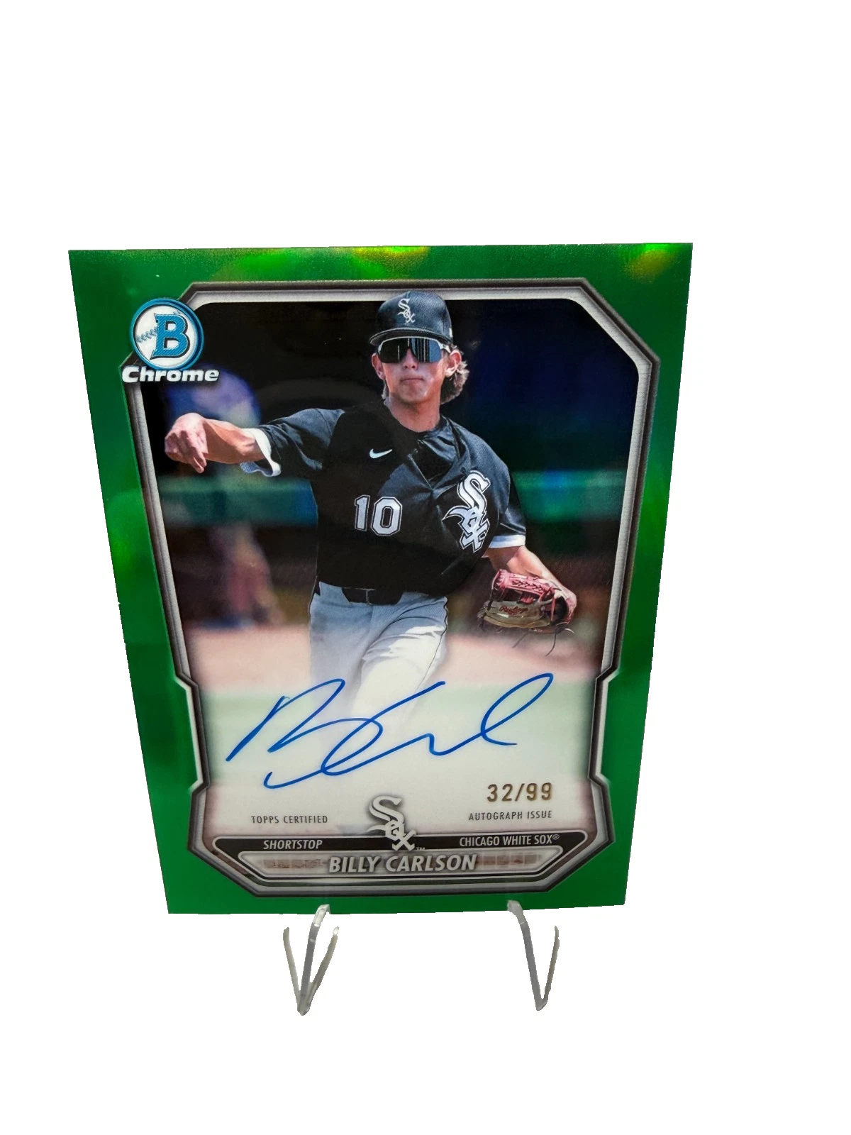Billy Carlson 2026 Bowman Chrome Prospects Green Refractor Auto /99 #BCP-BC