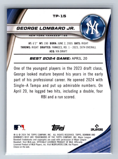 George Lombard Jr. 2024 Bowman's Best Top Prospect Purple Mojo Refractor /250