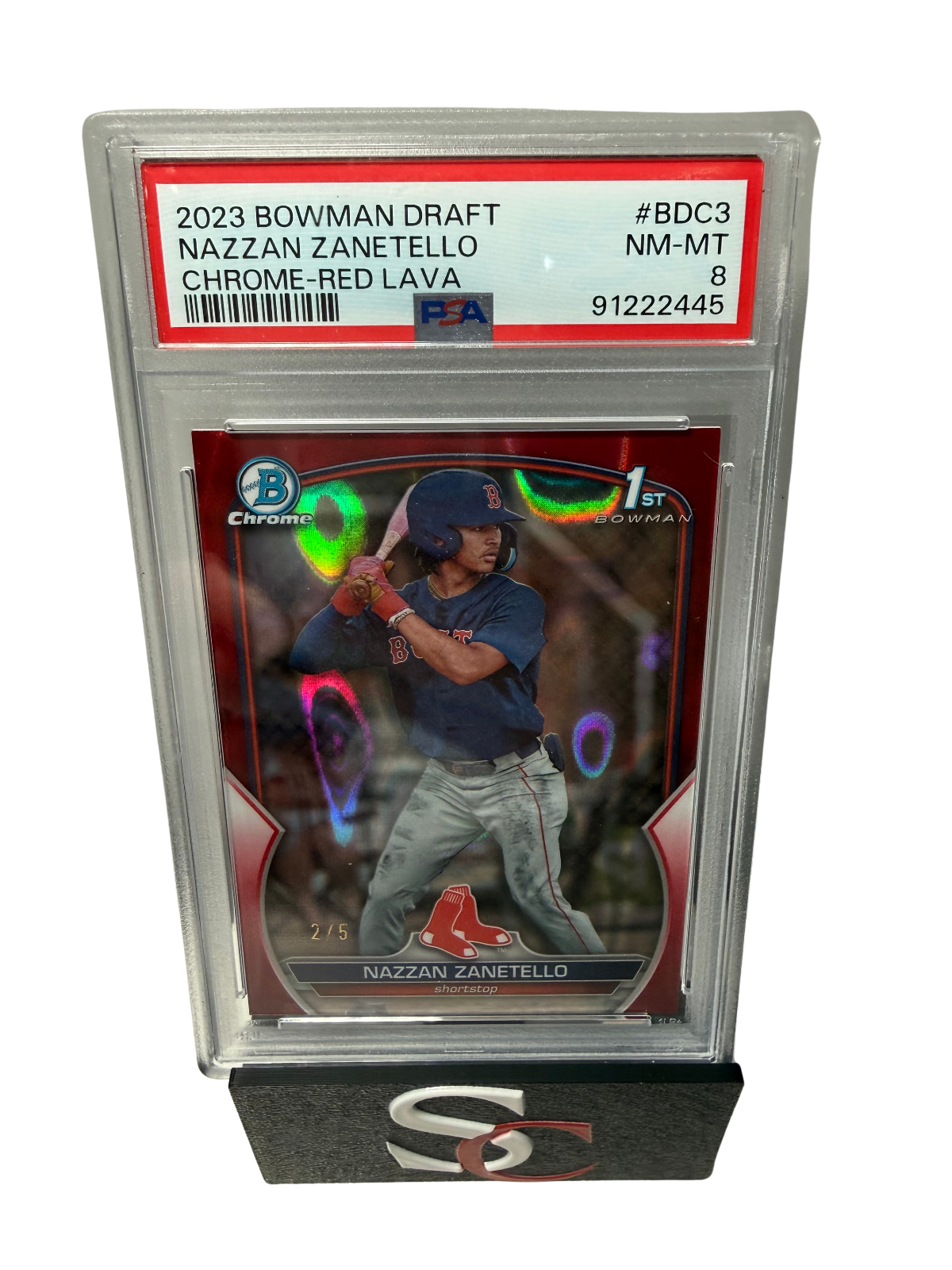 Nazzan Zanetello 2023 Bowman Draft Chrome 1st Red Lava Refractor /5 #BDC-3 PSA 8