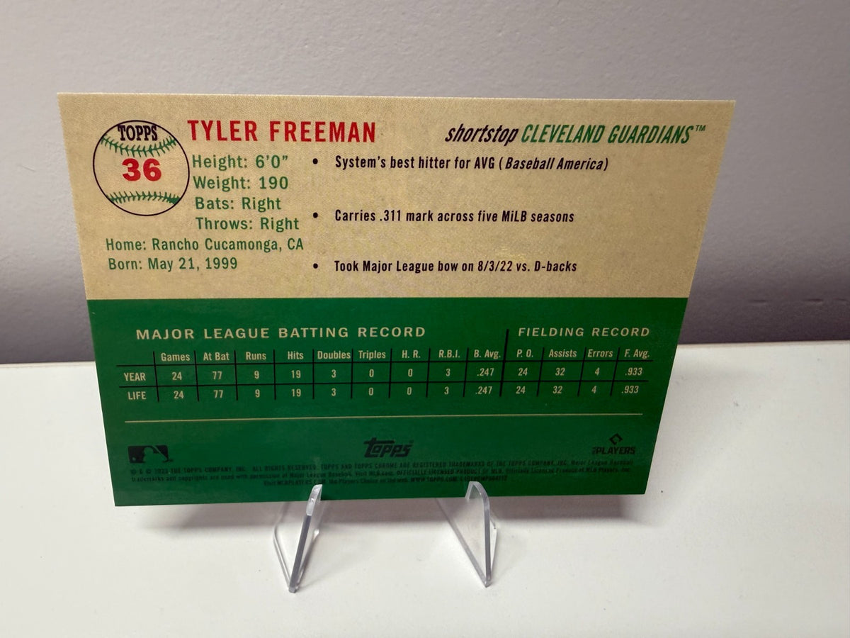 Tyler Freeman 2023 Topps Chrome Platinum Anniversary Wave Refractor /100 #36