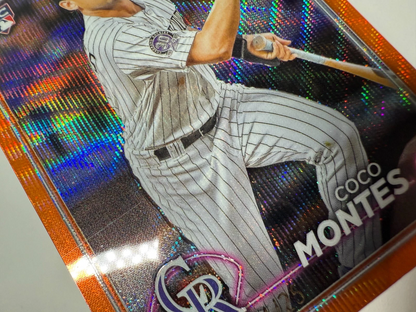 Coco Montes 2024 Topps Chrome Orange Wave Refractor RC /25 #182 Rockies