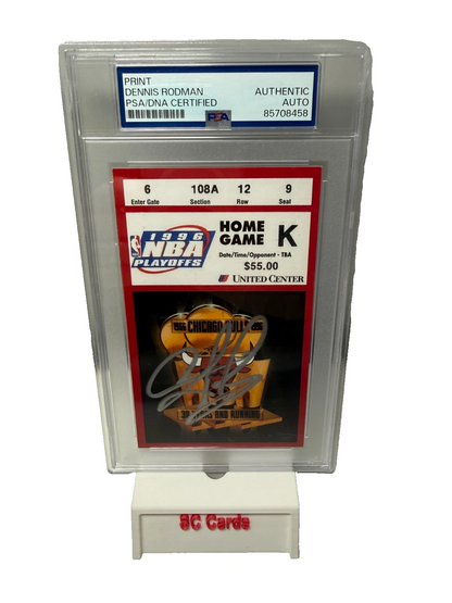 Dennis Rodman Signed 1996 NBA Finals Ticket Print Auto Pistons PSA Authentic