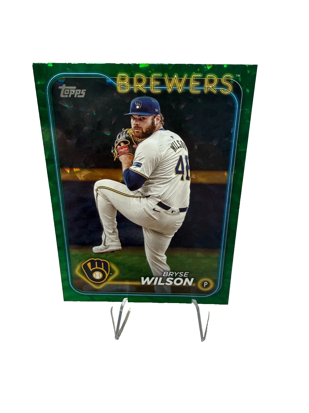 Bryse Wilson 2024 Topps Update Series Green Crackle Foilboard /499 #US45 Brewers