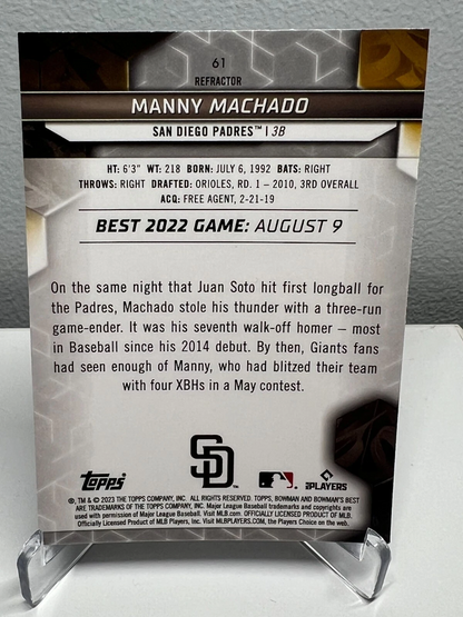 Manny Machado 2023 Bowman's Best Refractor #61 Padres