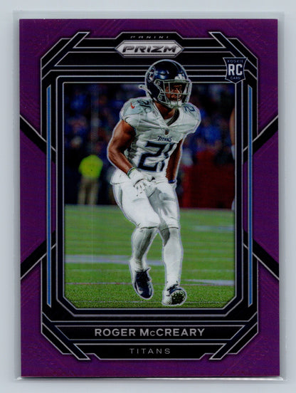 Roger McCreary 2022 Panini Prizm Purple Prizm RC /125 #382 Titans