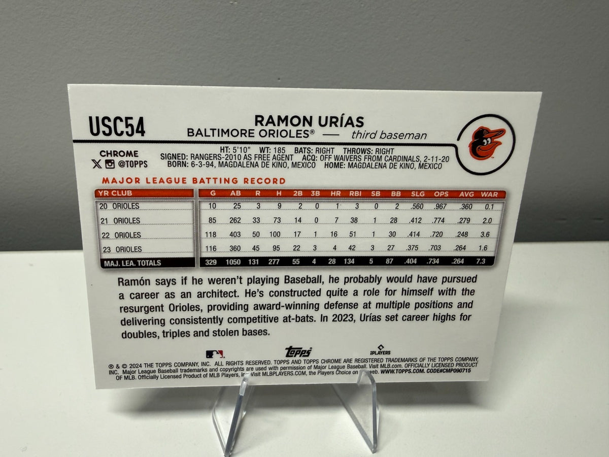 Ramon Urias 2024 Topps Chrome Update Purple Refractor /250 #USC54 Orioles