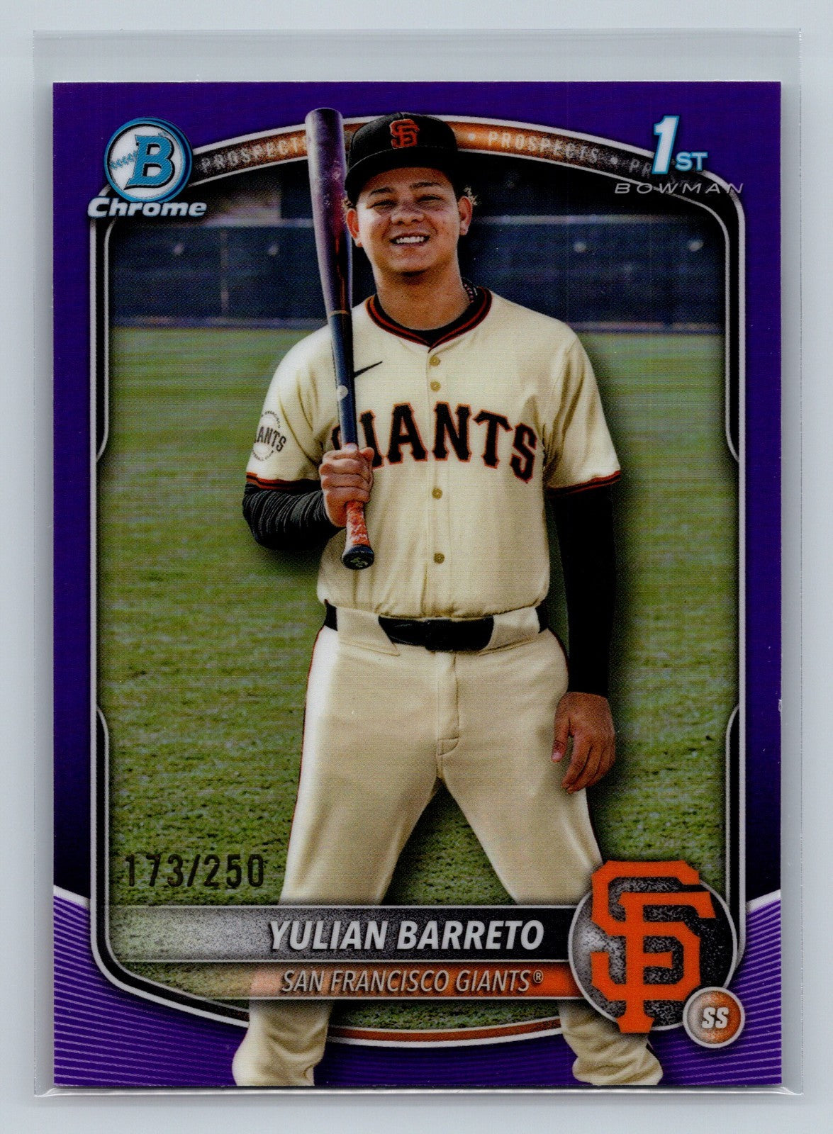 Yulian Barreto 2025 Bowman Chrome 1st Purple Refractor /250 #BCP-229 Giants