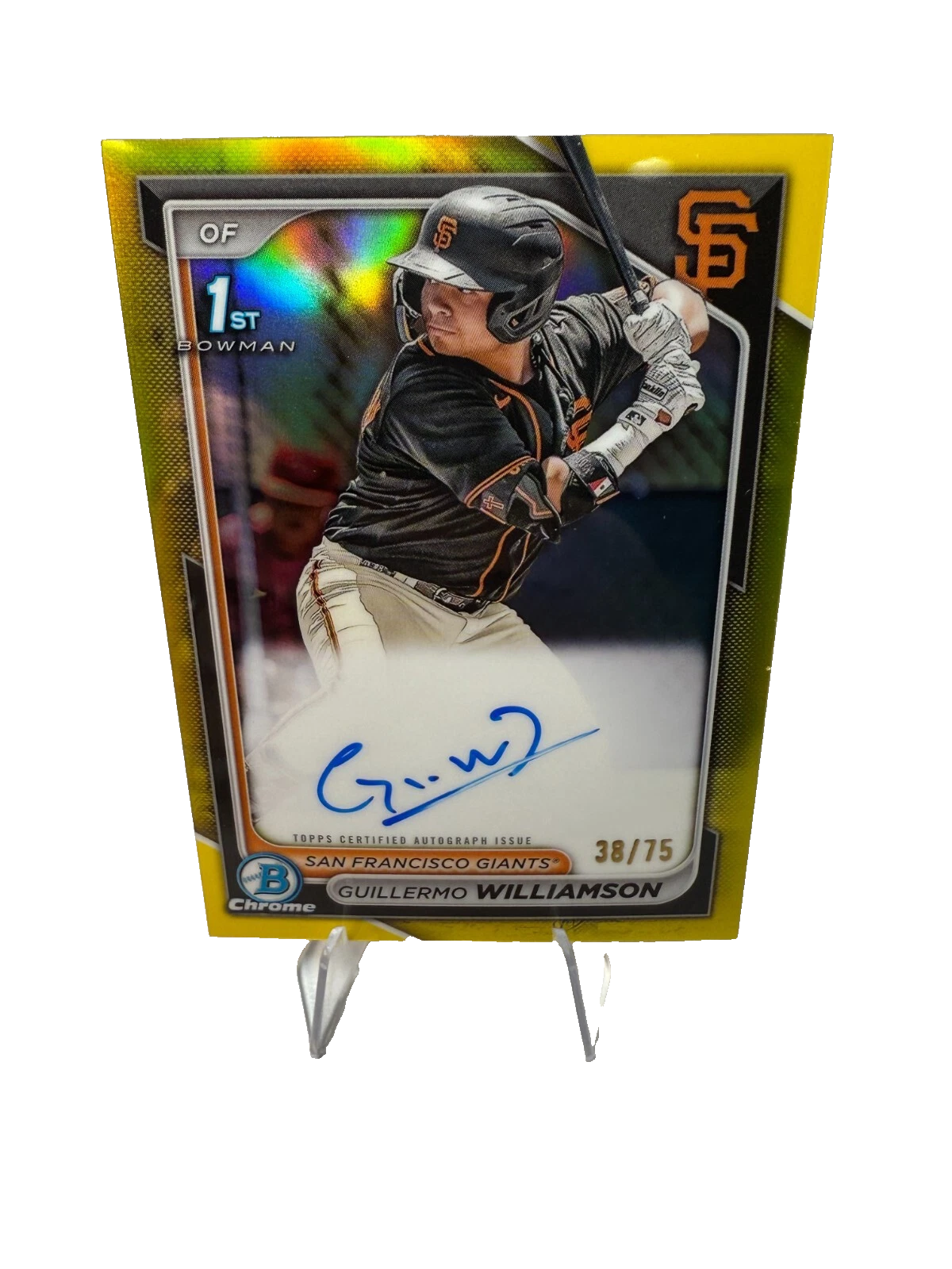 Guillermo Williamson 2024 Bowman Chrome 1st Yellow Refractor Auto /75 #CPA-GWI