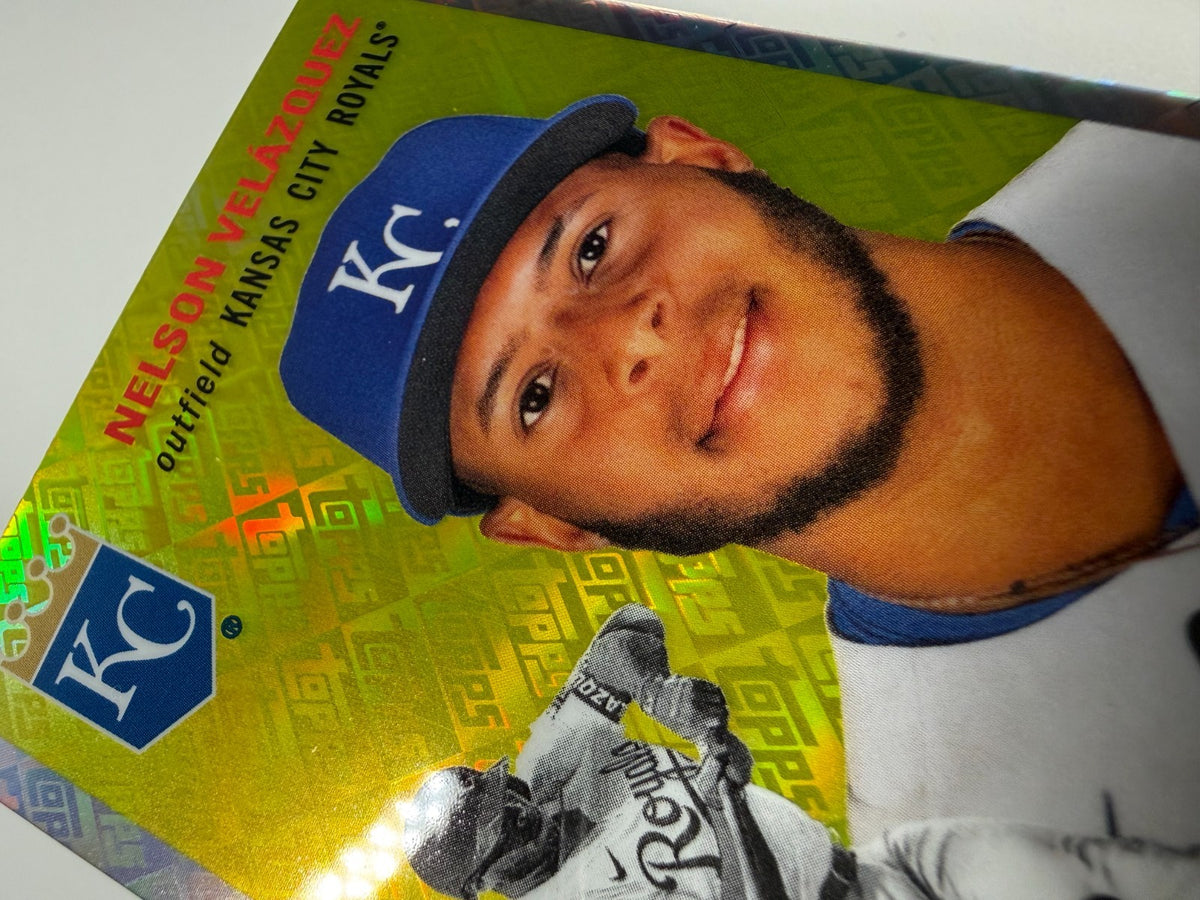 Nelson Velazquez 2023 Topps Chrome Platinum Anniversary Logo Refractor RC /499