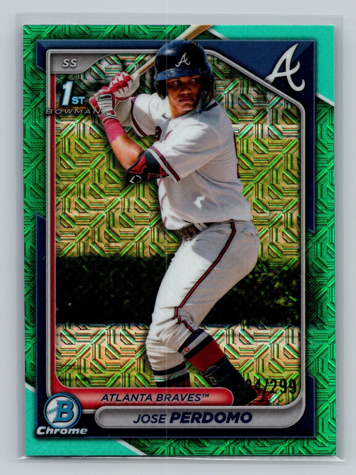 Jose Perdomo 2024 Bowman Chrome 1st Aqua Mojo Refractor /299 #BCP-220 Braves