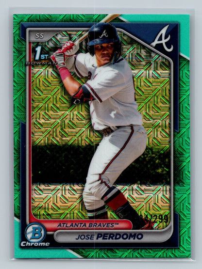 Jose Perdomo 2024 Bowman Chrome 1st Aqua Mojo Refractor /299 #BCP-220 Braves