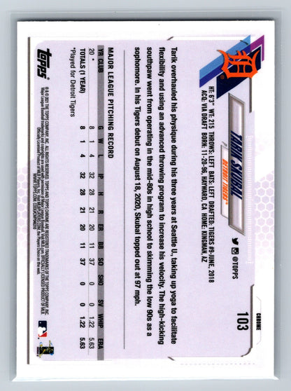 Tarik Skubal 2021 Topps Chrome RC #103 Tigers