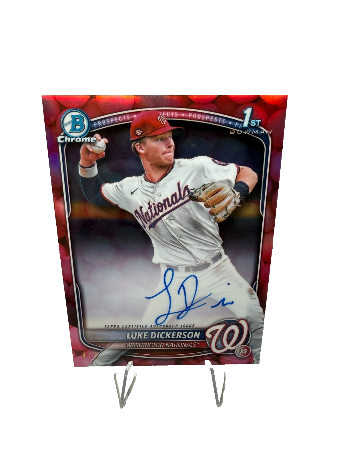 Luke Dickerson 2025 Bowman Chrome 1st Snack Pack Bubble Gum Refractor Auto /5