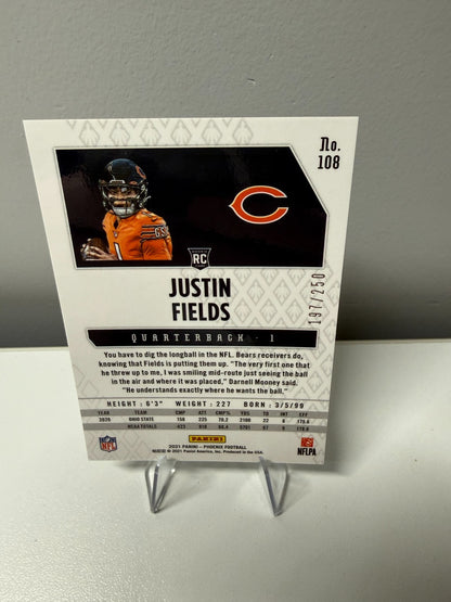 Justin Fields 2021 Panini Phoenix Red Prizm RC /250 #108 Bears