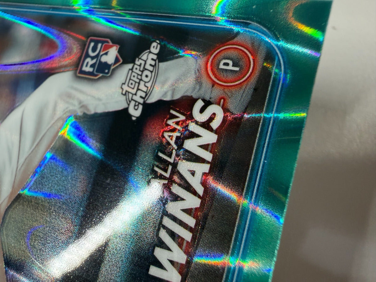 Allan Winans 2024 Topps Chrome Aqua RayWave Refractor RC /199 #249 Braves