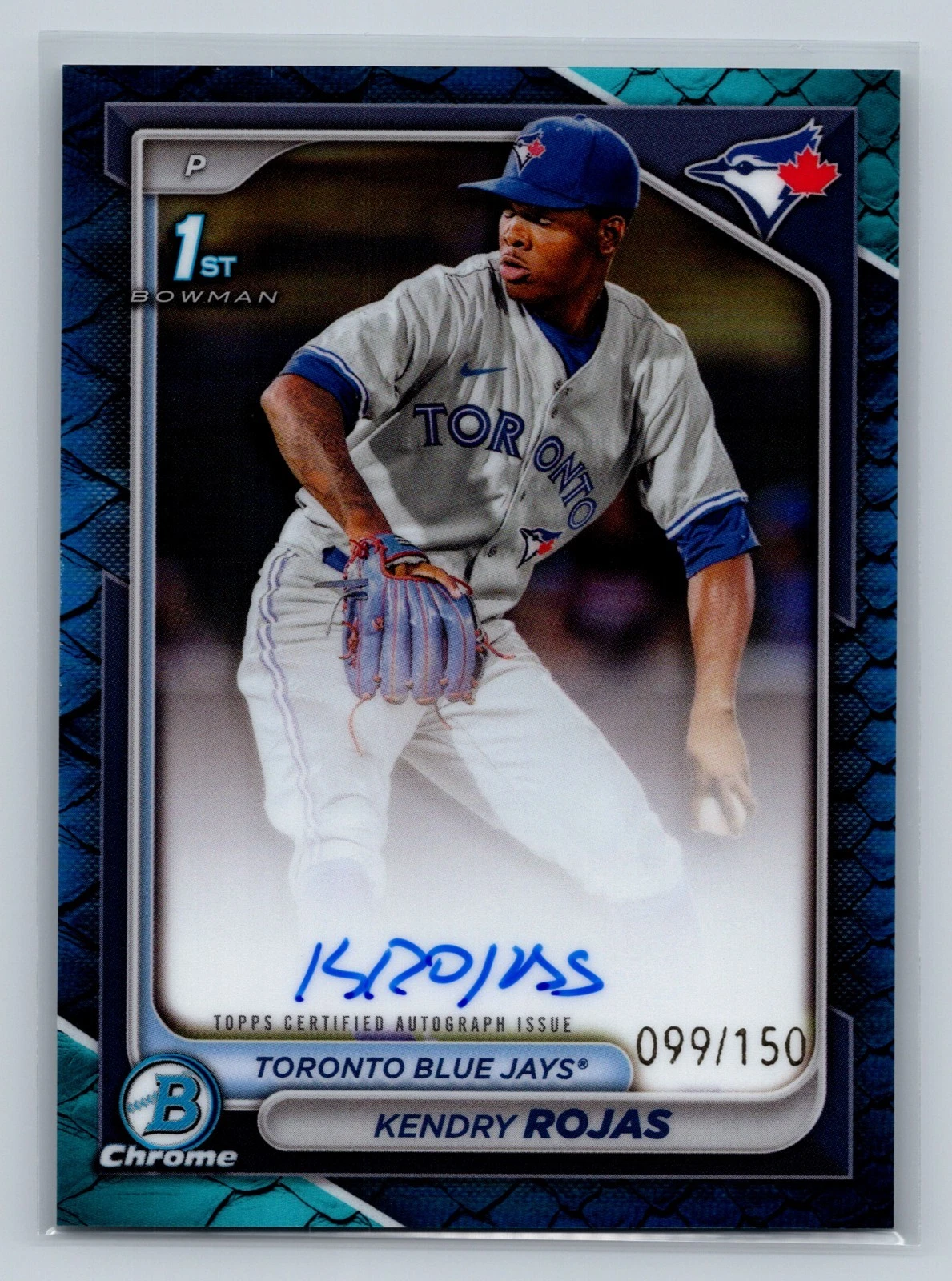 Kendry Rojas 2024 Bowman Chrome 1st Blue Reptilian Refractor Auto /150 #CPA-KR
