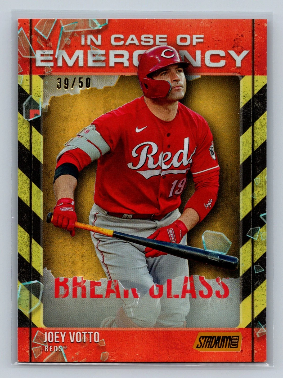 Joey Votto 2025 Topps Stadium Club In Case of Emergency Gold /50 #ICE-15 Reds
