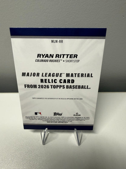 Ryan Ritter 2026 Topps Major League Material Relic RC #MLM-RR Rockies