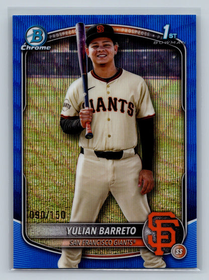 Yulian Barreto 2025 Bowman Chrome 1st Blue Wave Refractor /150 #BCP-229 Giants