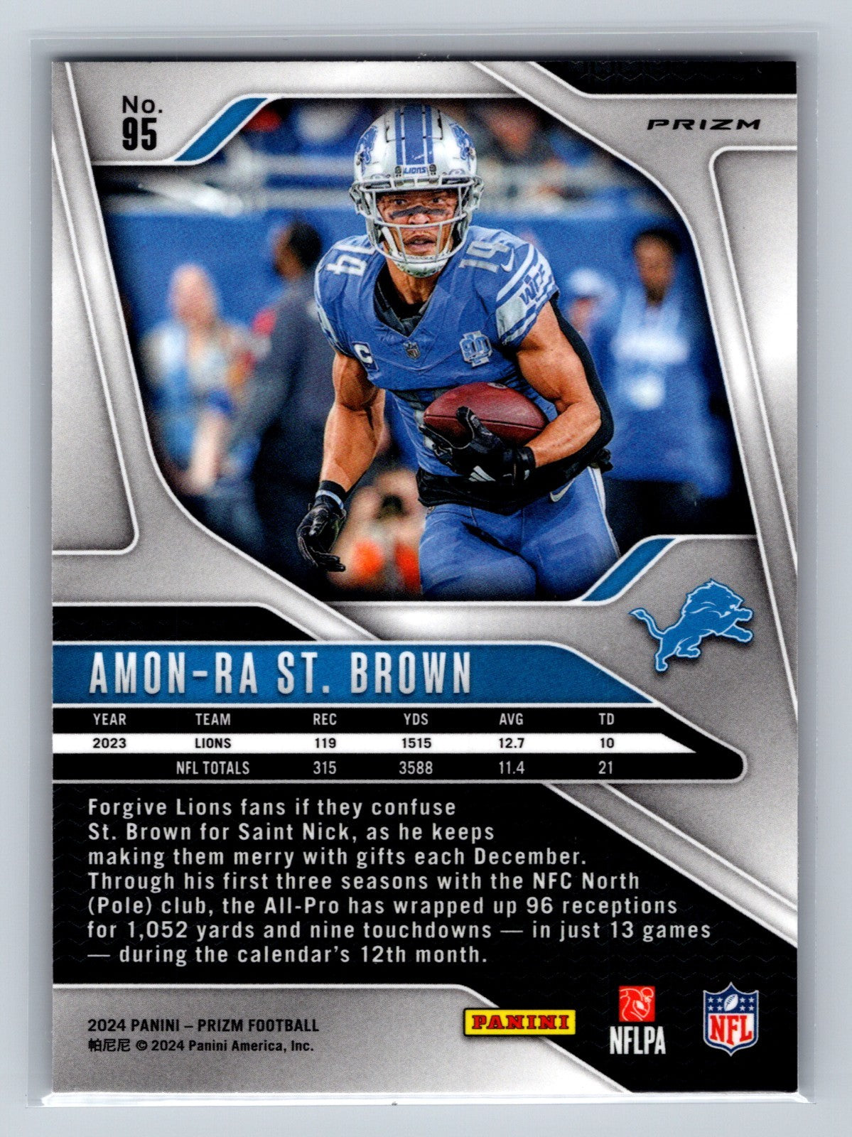 Amon-Ra St. Brown 2024 Panini Prizm Red Prizm #95 Lions