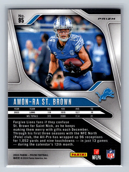 Amon-Ra St. Brown 2024 Panini Prizm Red Prizm #95 Lions