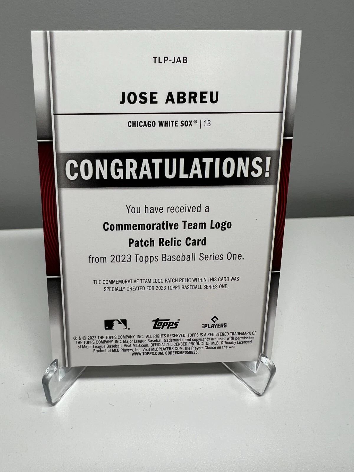 Jose Abreu 2023 Topps Series 1 Commemorative Team Logo Patch Relic #TLP-JAB