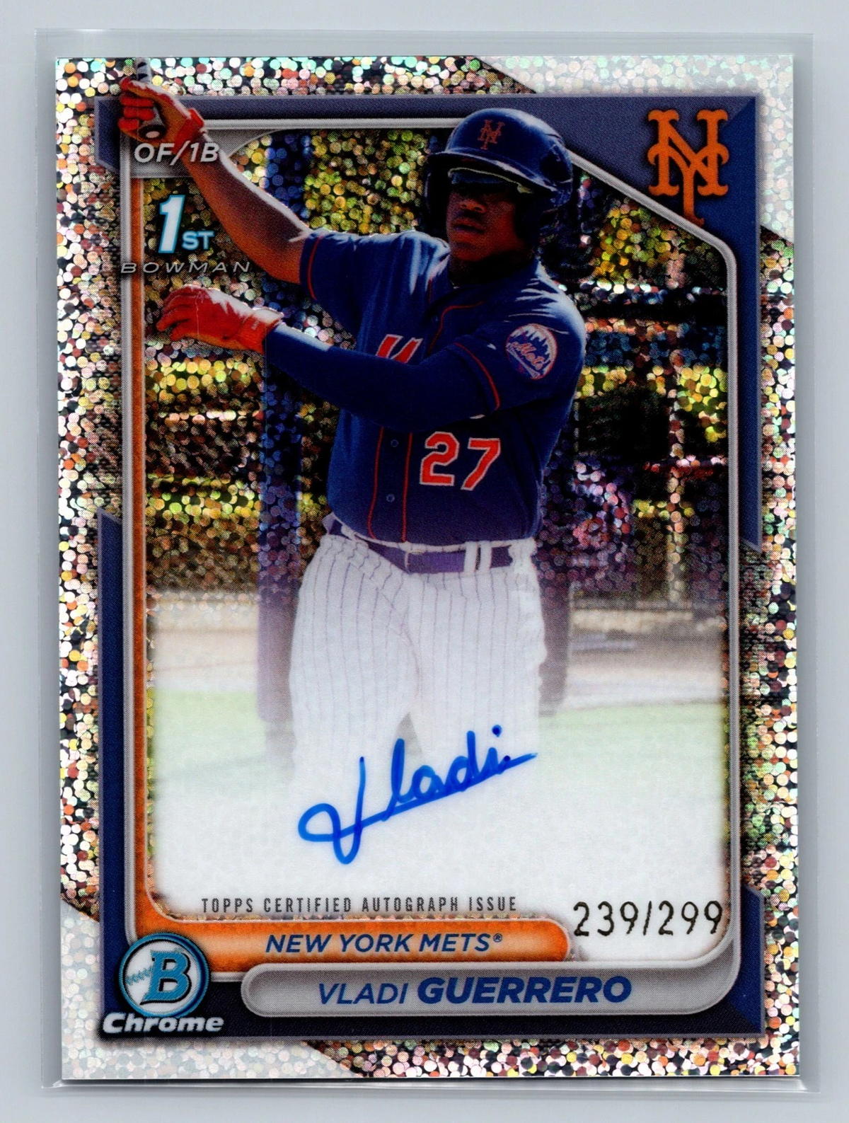 Vladi Guerrero 2024 Bowman Chrome 1st Speckle Refractor Auto /299 #CPA-GV Mets