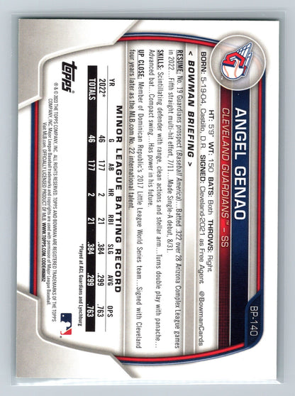 Angel Genao 2023 Bowman 1st Paper Neon Green /399 #BP-140 Guardians