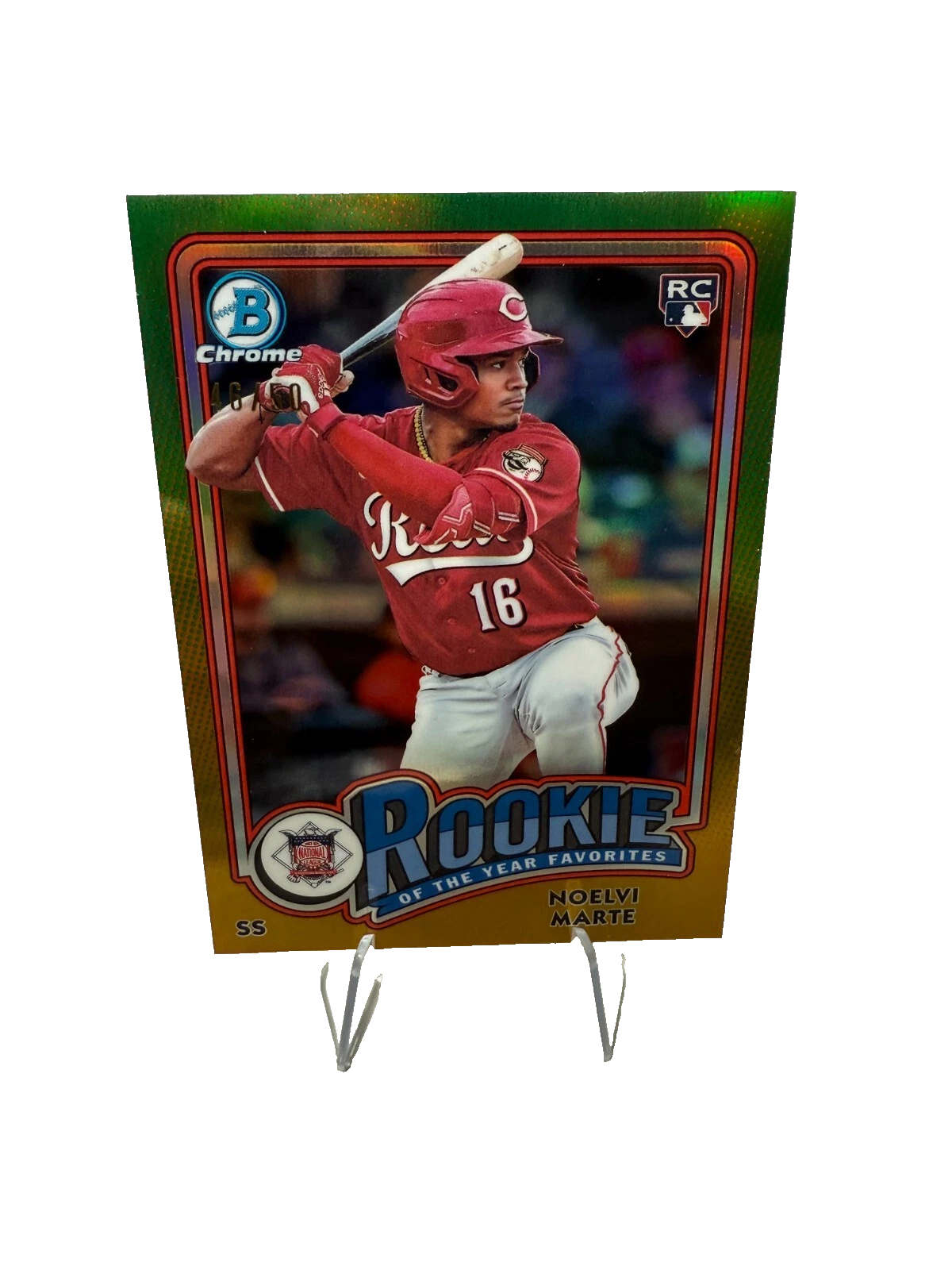 Noelvi Marte 2024 Bowman Chrome Rookie of The Year Favorites Gold Refractor /50