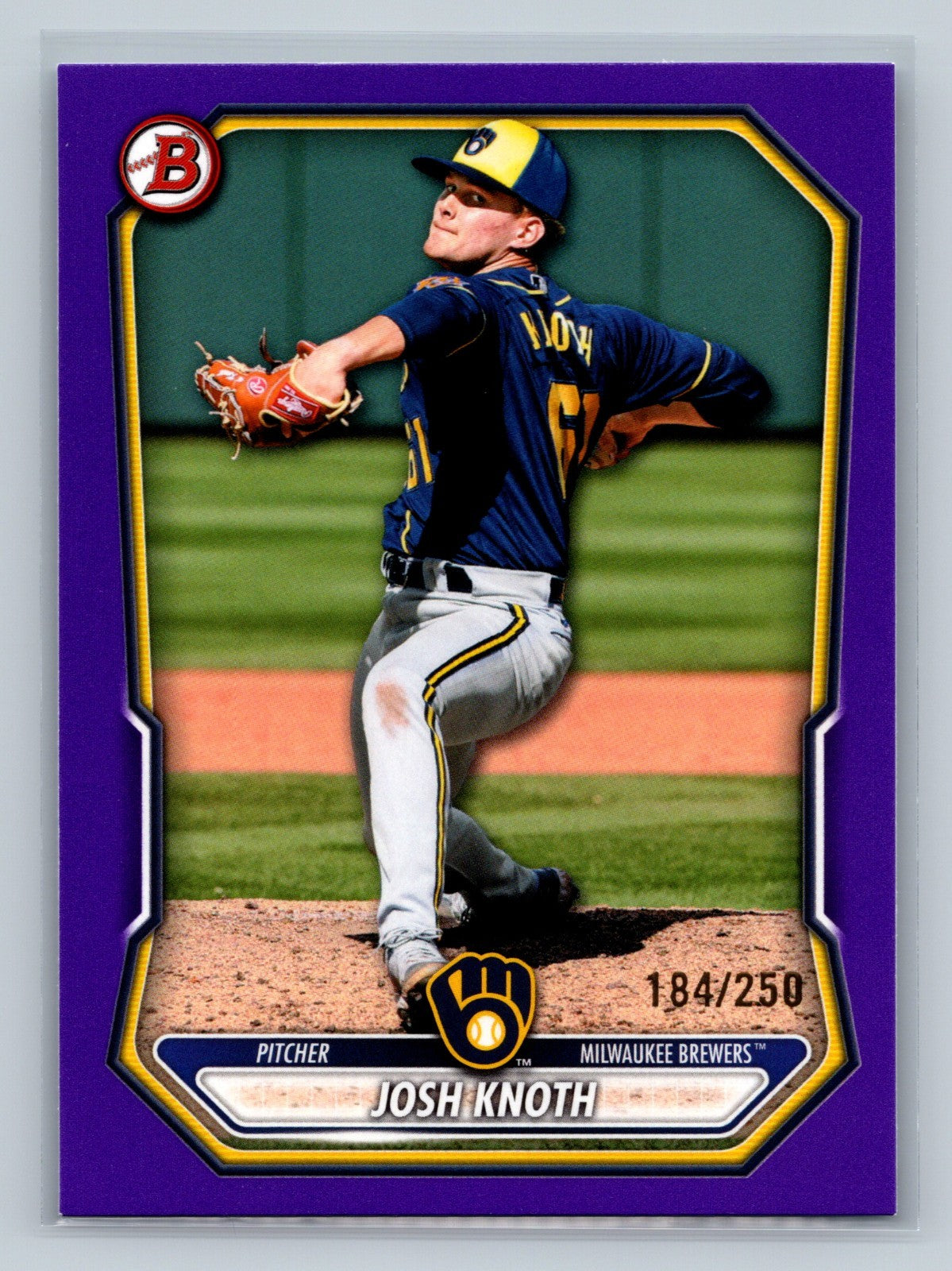 Josh Knoth 2026 Bowman Paper Prospects Purple /250 #BP-113 Brewers