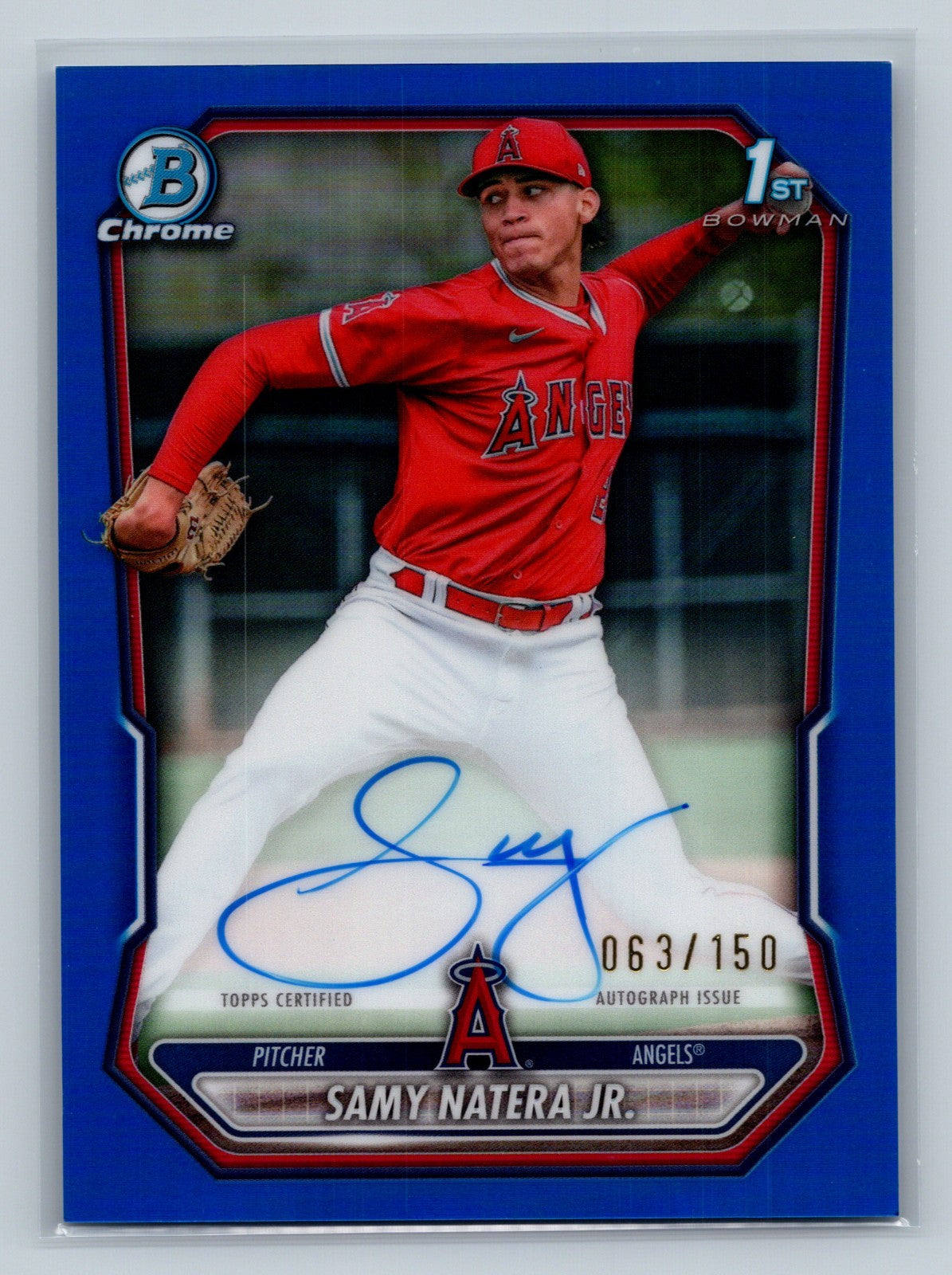 Samy Natera Jr. 2026 Bowman Chrome 1st Blue Refractor Auto /150 #CPA-SN Angels