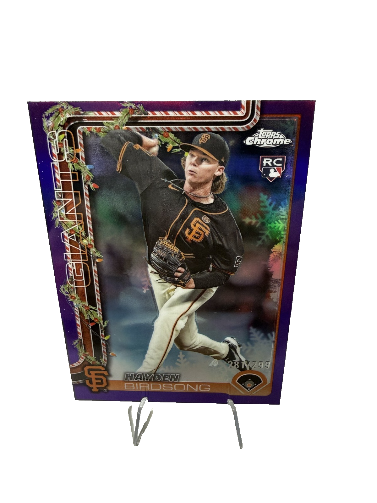 Hayden Birdsong 2025 Topps Holiday Chrome Purple Refractor RC /250 #HC85 Giants