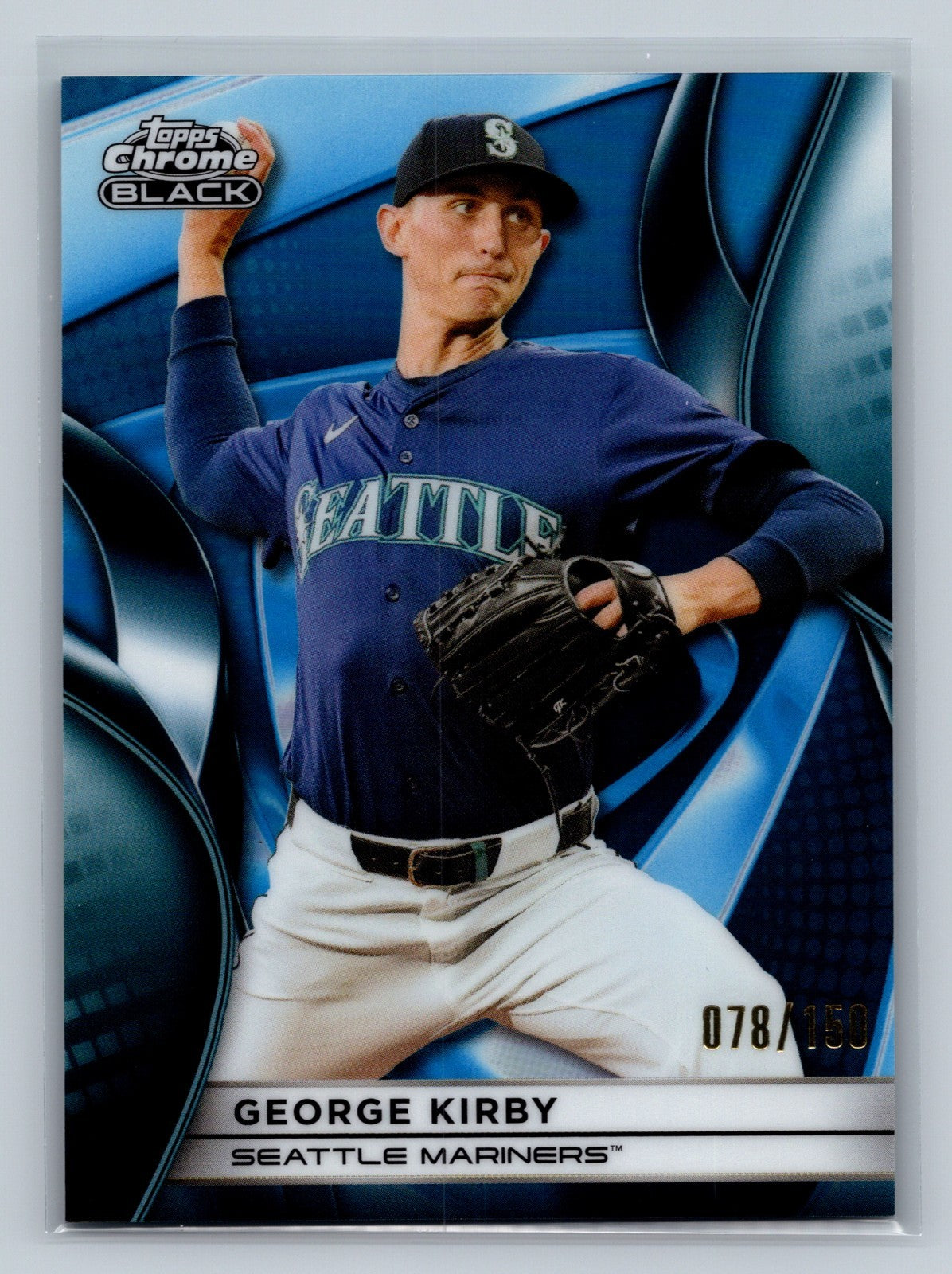 George Kirby 2025 Topps Chrome Black Blue Refractor /150 #17 Mariners