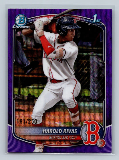 Harold Rivas 2025 Bowman Chrome 1st Purple Wave Refractor /250 #BCP-43 Red Sox