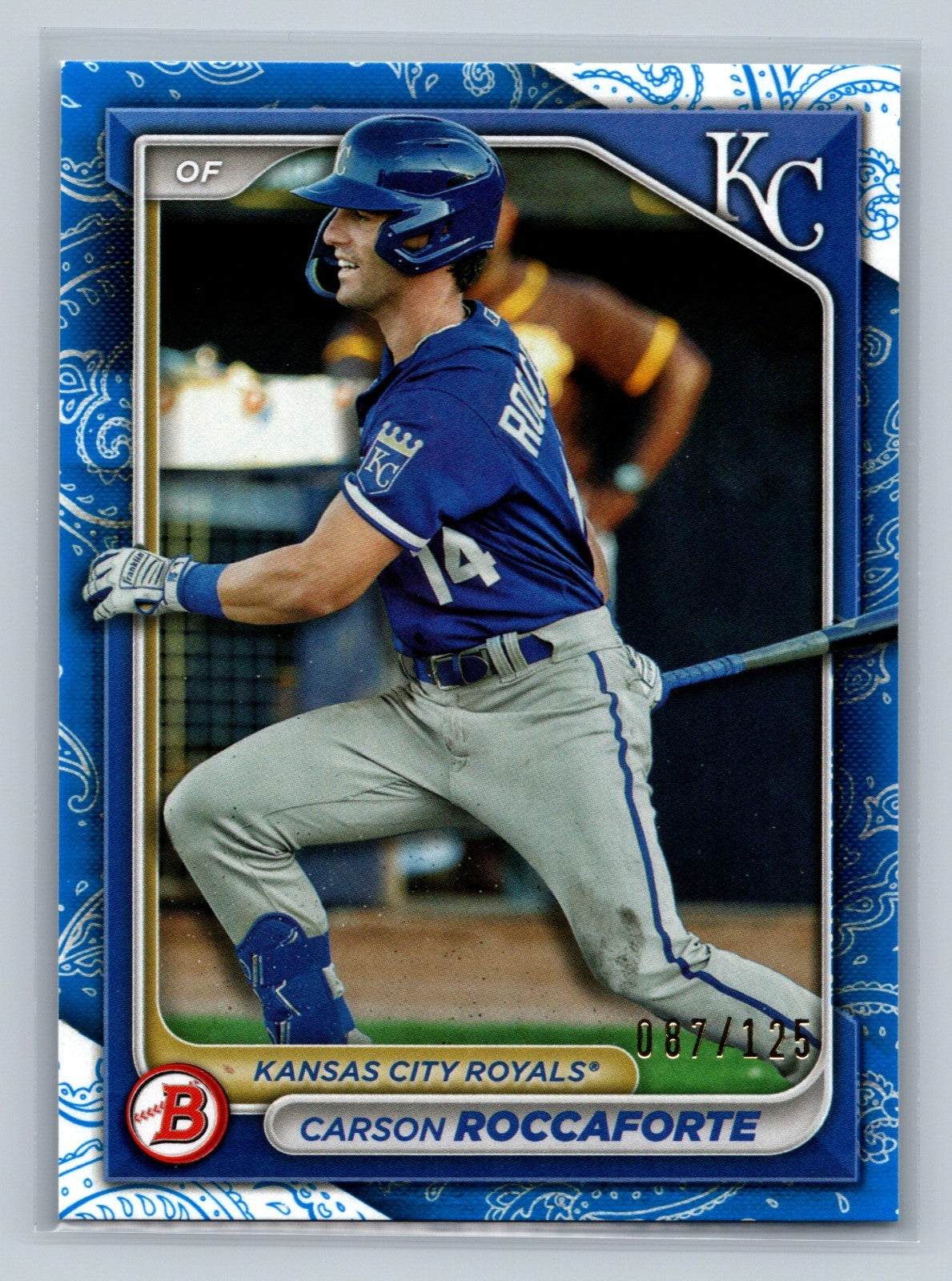Carson Roccarforte 2024 Bowman Paper Prospects Blue Pattern /125 #BP-33 Royals