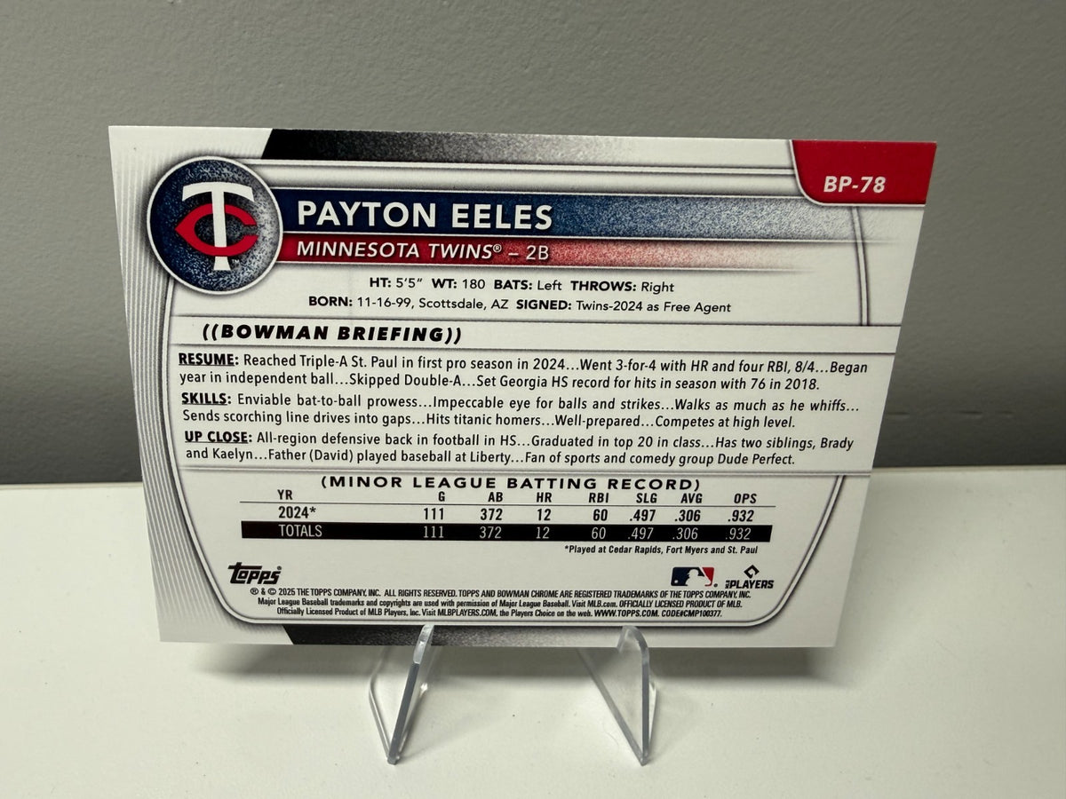 Payton Eeles 2025 Bowman 1st Paper Fuchsia /299 #BP-78 Twins