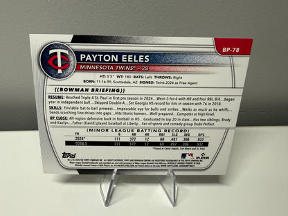 Payton Eeles 2025 Bowman 1st Paper Fuchsia /299 #BP-78 Twins