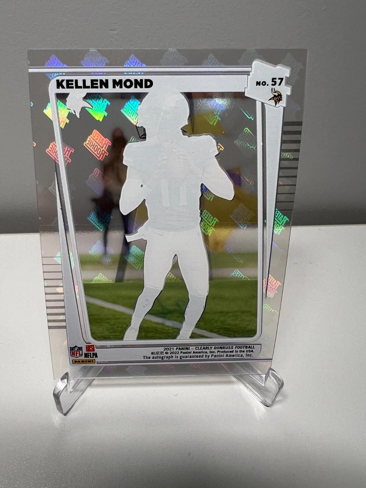 Kellen Mond 2021 Panini Donruss Rated Rookie Holo Logo Auto RC #256 Vikings