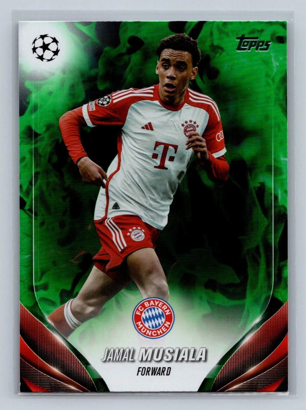 Jamal Musiala 2023-24 Topps UEFA Club Competitions Green Inferno Refractor /125