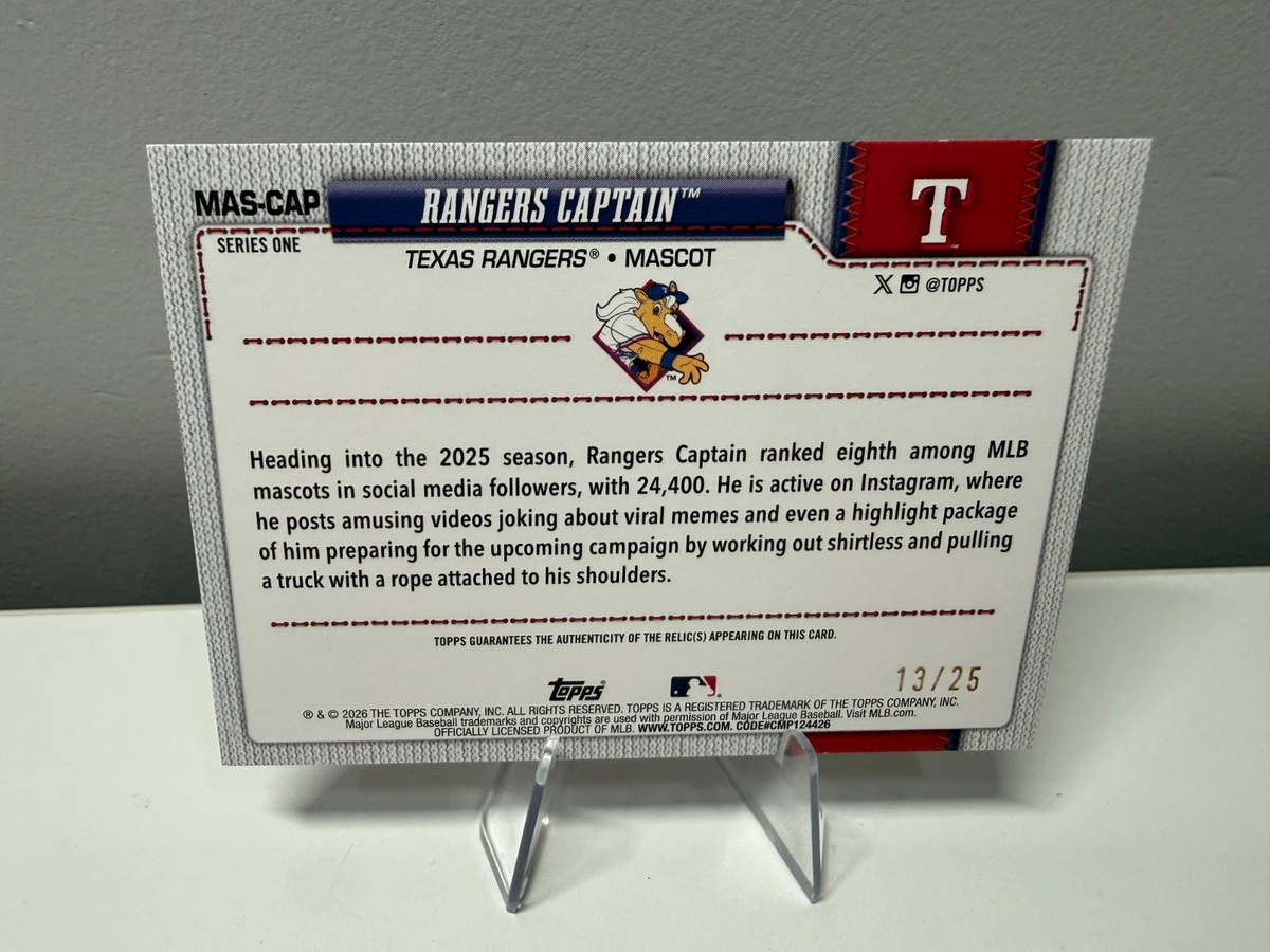Rangers Captain 2026 Topps Series 1 Orange Relic /25 #MAS-CAP Rangers