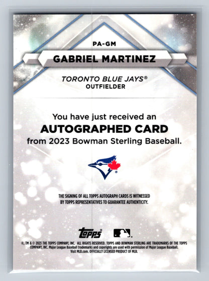Gabriel Martinez 2023 Bowman Sterling Prospect Auto #PA-GM Blue Jays
