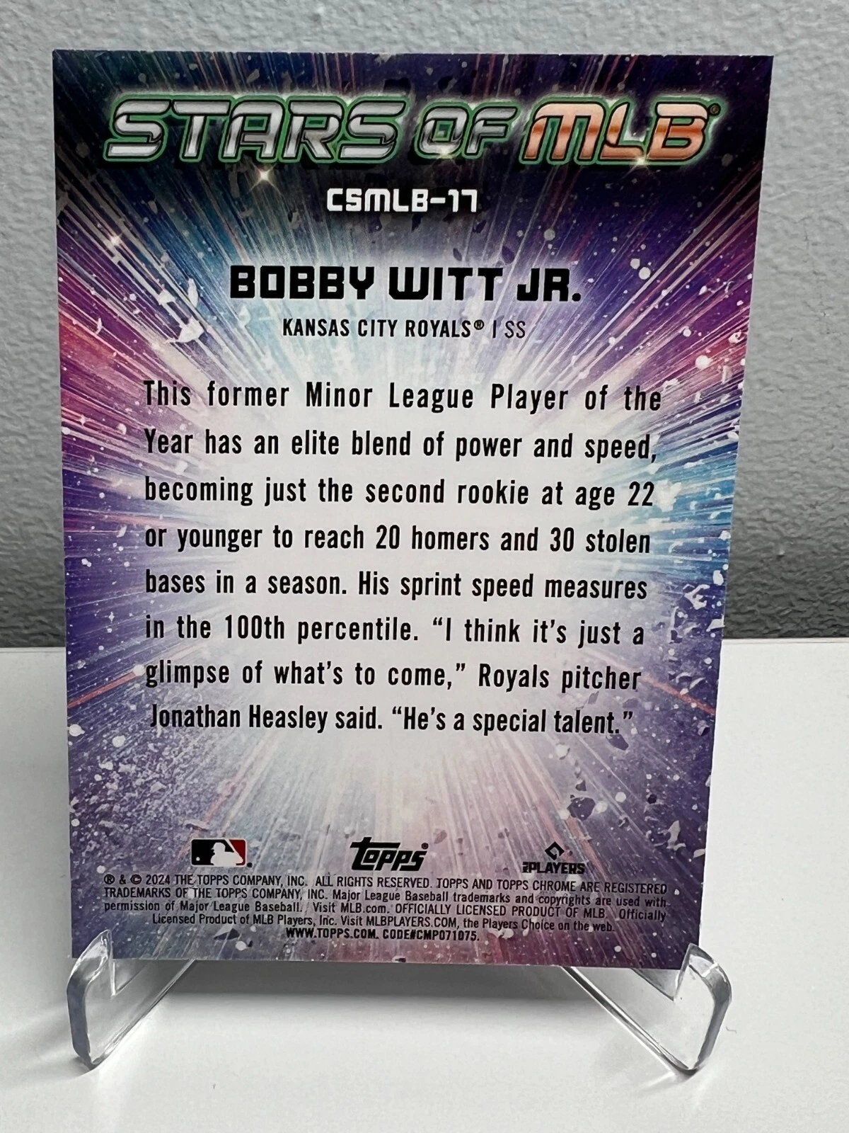 Bobby Witt Jr. 2024 Topps Chrome Series 1 Stars of MLB #CSMLB-17 Royals